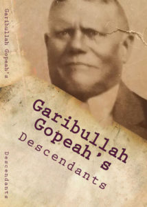 A close up of an old photo with the name of garibullah gopeah 's descendant